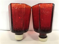 Red glass candle votive sconce pieces