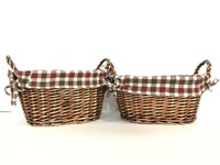 Two lined wicker baskets