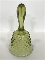 Fenton green glass hobnail bell