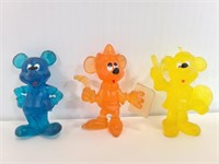 Trio small rubber Mickey Mouse Disney figures