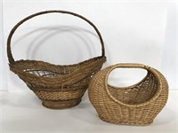 Pair of unique vintage wicker baskets