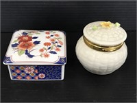 Lot of 2 small ceramic trinket boxes