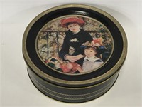 Vintage black tin container with lid