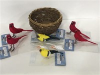 Eight crafting decor birds with faux nest