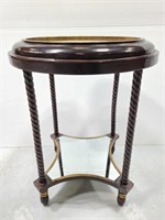 Clock end table with mirrored bottom shelf