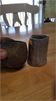 2 small pottery planters