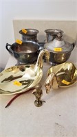 Brass items, silver plate items,