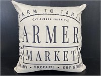 Farmers Market down filled linen throw pillow