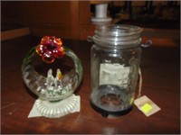 art glass basket & decor jar