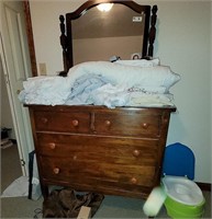 Antique Dresser with Mirror (contents not included