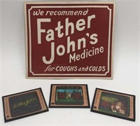 Vintage Father John’s Medicine Sign & Glass Slides