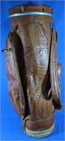 Rare Genuine Real Leather Golf Bag 10"D x 34"H