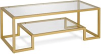 Gold & Modern Geometric-Inspired Glass Side Table