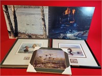 Five ducks art picture prints (two- 20" × 16",