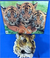Beautiful Tiger Decor 16" x 20" plaque with 11"