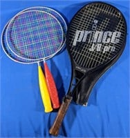 2 Badminton Rackets 11"D x 20" and 1 Tennis
