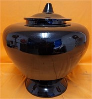 Large wooden ginger jar with lid 14" H