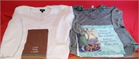 Two women's size L tops and two designer hand