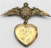 Gold filled WWII RCAF pin with sweetheart locket