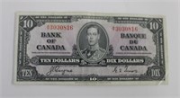 Bank of Canada ten dollar bank note 1937