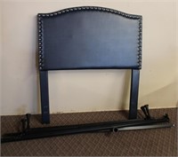 Blue faux leather studded single head board with