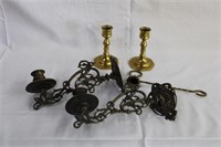 Pair of brass wall mount11" candle holders, pair