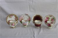 Four bone china cups and saucers Royal Albert,