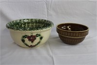 Splatterware bowl 11 X 5" and a Bennington