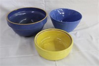Glazed pottery bowl 9.5, Bosco ware 7.75"bowl and