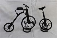 Metal bike 13 X 10.5" and unicycle 6 X 10.5"
