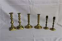 Brass candlesticks 8", 7.25" and 6.5"
