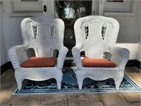 VINTAGE MATCHING PAIR OF WICKER CLUB CHAIRS