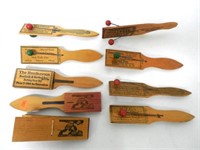 Lot of 9 Wooden Noise Makers / Advertising