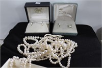 PEARL NECKLACES AND EARRINGS