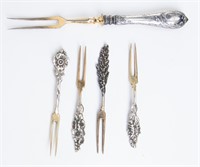Four Sterling Silver Appetizer Forks