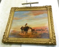 Oil Painting Horses Unsigned