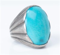 Jewelry Large Sterling Silver Turquoise Ring