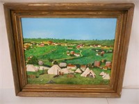 Oil on Canvas Country Scene Signed