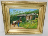 Oil on Canvas Country / People Signed