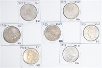 Coin 7 Assorted Date Peace Dollars In One Lot