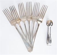 Six Sterling Silver Dinner Forks