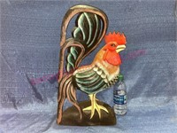 Hand painted wood rooster 20.5in tall