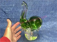 Green crystal glass elephant paperweight
