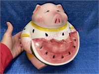 Hand painted pig cookie jar