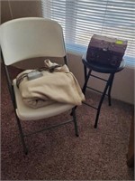 WOOD CHEST AND CHAIR / STOOL LOT