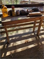 WOODEN BENCH TABLE WITH EXTRAS