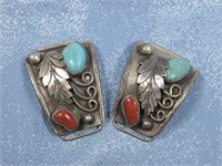 SW Sterling Silver Turquoise Coral Watch Band Tips