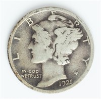 Coin 1921-P United States Mercury Dime In VG