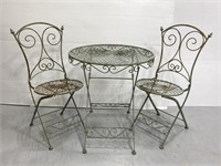 Vintage metal bistro patio table & chairs