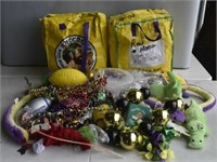 2 Bags of Mardi Gras Beads, Coins, & Jewelry